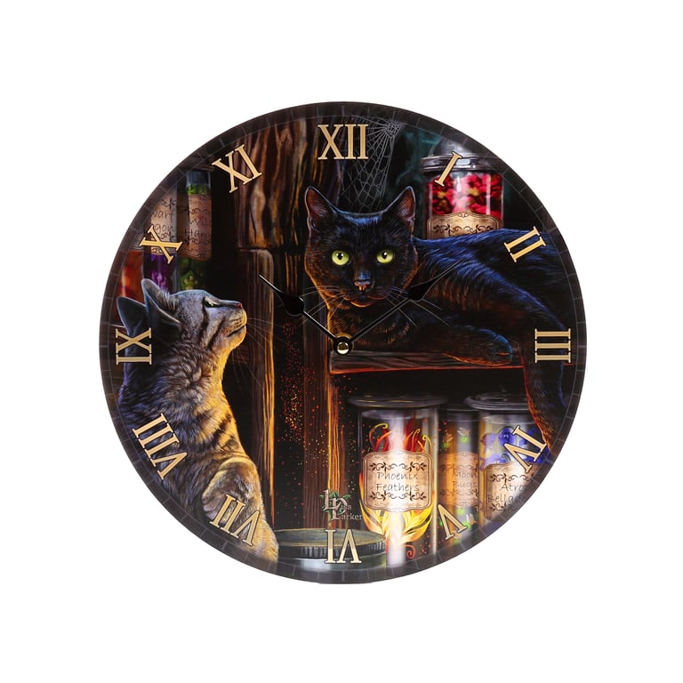 Lisa Parker Magical Emporium Cats MDF Battery Operated Wall Clock - Home Decor