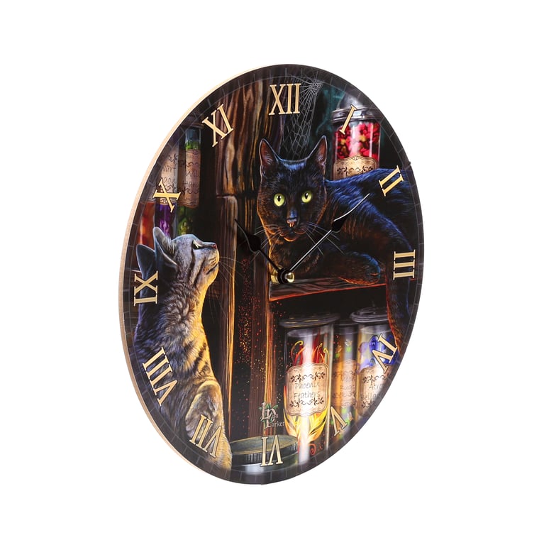 Lisa Parker Magical Emporium Cats MDF Battery Operated Wall Clock - Home Decor