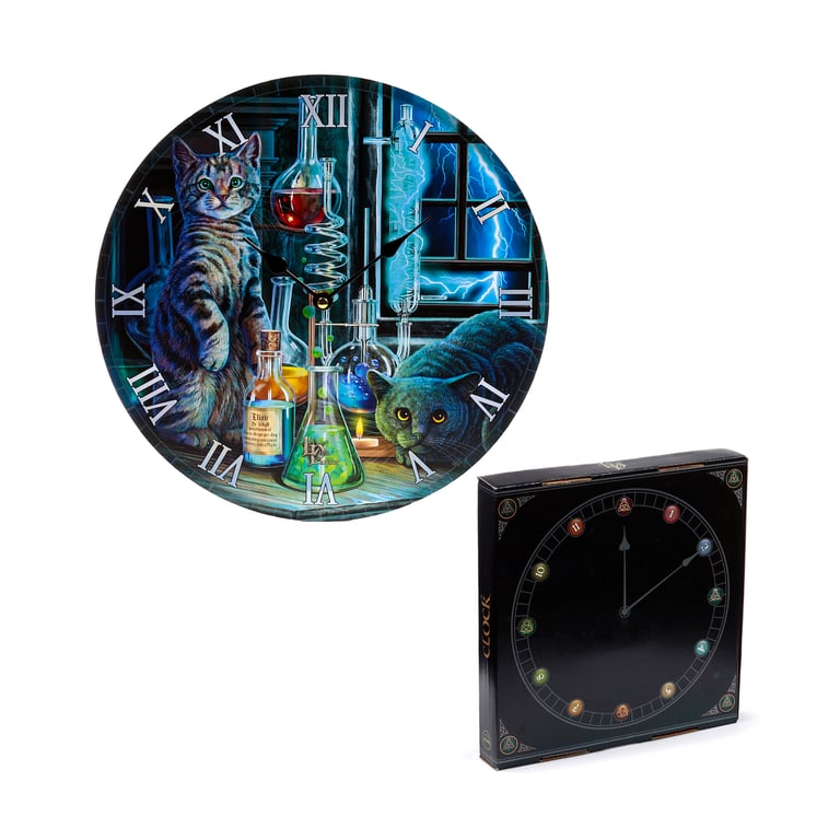 Lisa Parker Jekyll and Hyde Cats Battery Operated Wall Clock - MDF Construction, Licensed Design