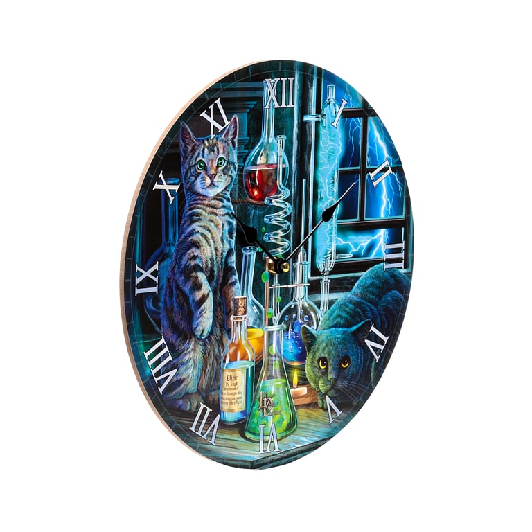 Lisa Parker Jekyll and Hyde Cats Battery Operated Wall Clock - MDF Construction, Licensed Design