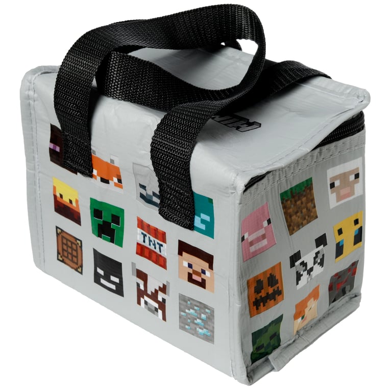 Minecraft Faces RPET Insulated Cooler Bag - Reusable and Eco-Friendly Food Preservation Bag