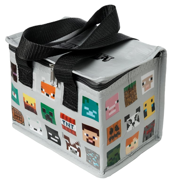 Minecraft Faces RPET Insulated Cooler Bag - Reusable and Eco-Friendly Food Preservation Bag