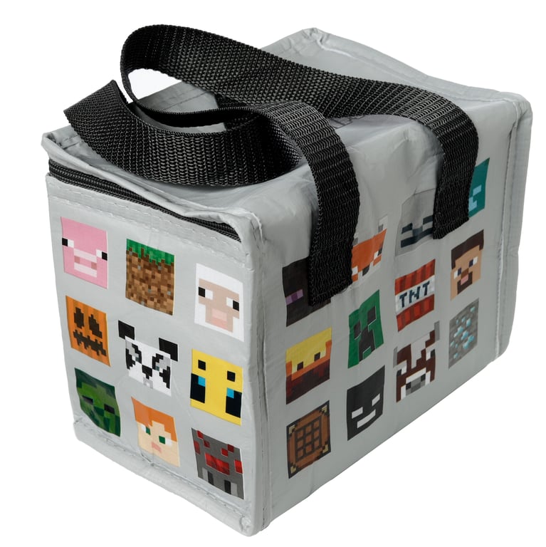 Minecraft Faces RPET Insulated Cooler Bag - Reusable and Eco-Friendly Food Preservation Bag