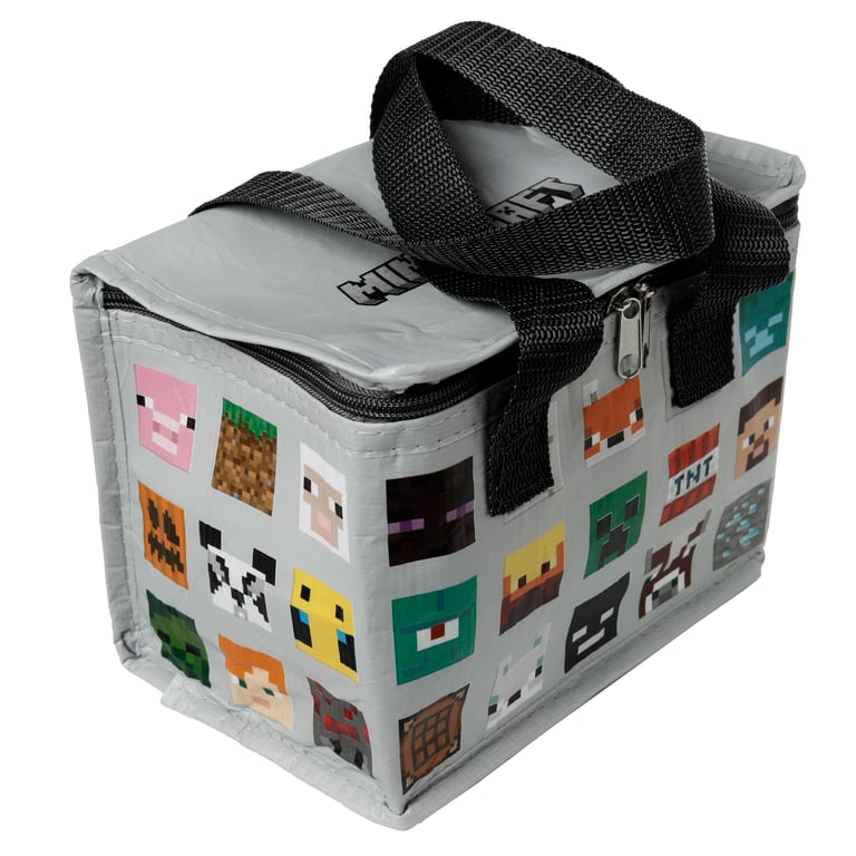 Minecraft Faces RPET Insulated Cooler Bag - Reusable and Eco-Friendly Food Preservation Bag