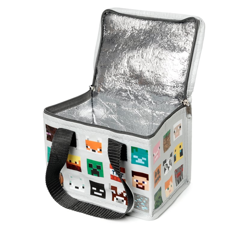 Minecraft Faces RPET Insulated Cooler Bag - Reusable and Eco-Friendly Food Preservation Bag
