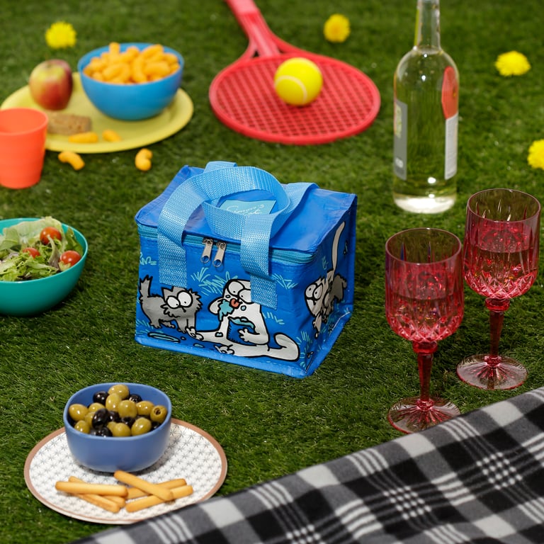 Blue Simon s Cat and Kitten Foil Lined Cool Bag with Polypropylene Webbing Handles