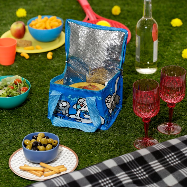 Blue Simon s Cat and Kitten Foil Lined Cool Bag with Polypropylene Webbing Handles