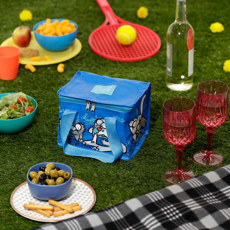 Blue Simon s Cat and Kitten Foil Lined Cool Bag with Polypropylene Webbing Handles