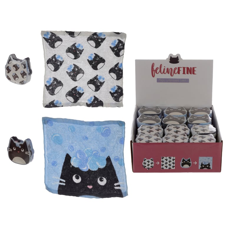 Compressed Polyester Cat Feline Travel Towel - Washable and Quick Drying