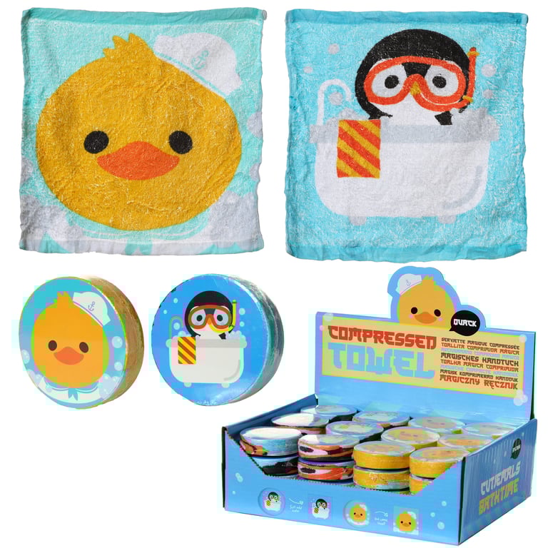 Compressed Travel Towel - Durable Polyester Cotton Bath Time Washable Towel