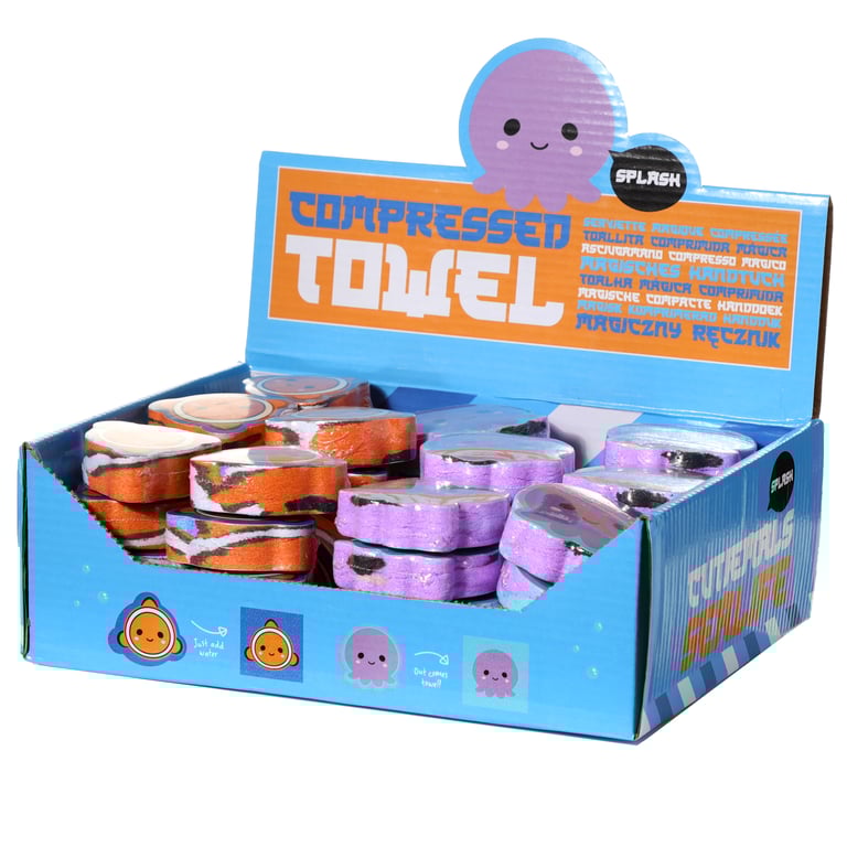 Adoramals Sealife Compressed Travel Towel - Polyester-Cotton Washable Accessory