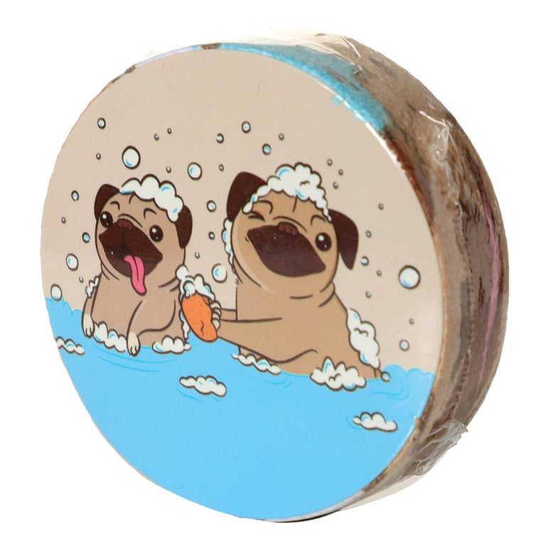 Compressed Travel Towel - Mopps Pug Polyester Cotton Blend with Washing Instructions Included