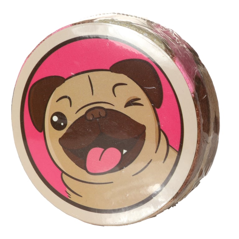 Compressed Travel Towel - Mopps Pug Polyester Cotton Blend with Washing Instructions Included