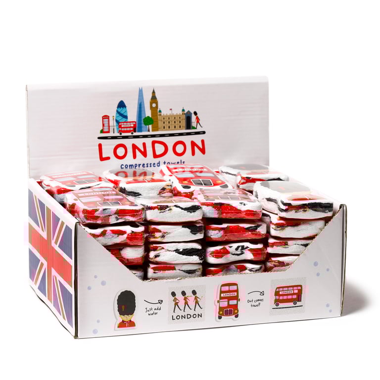 London Icons Compressed Travel Towel - 60 Polyester, 40 Cotton