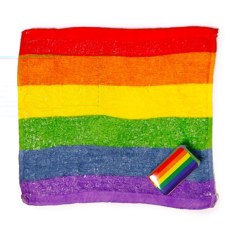 Compressed Rainbow Stripes Polyester Cotton Travel Towel - Compact & Washable
