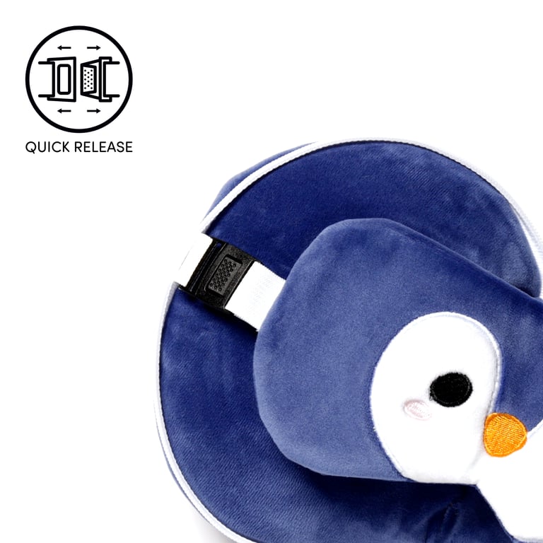 Relaxeazzz Travel Pillow & Eye Mask - Penguin with Quick Release Eye Mask and Spandex Construction