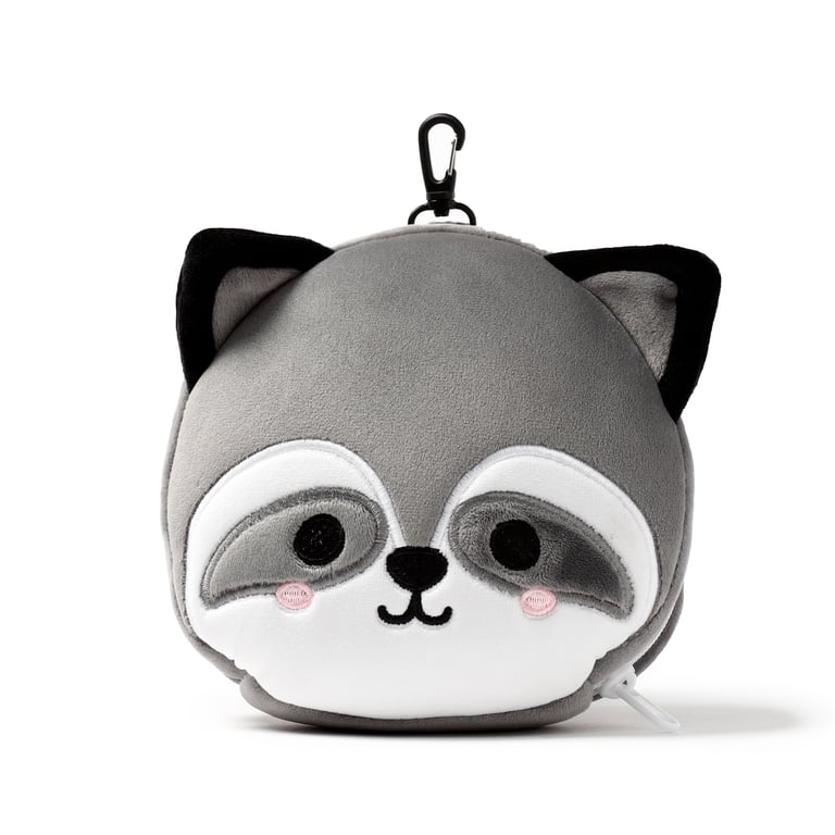 Relaxeazzz Travel Pillow & Eye Mask - Raccoon: Quick Release Polyester Travel Accessory with Novelty Design