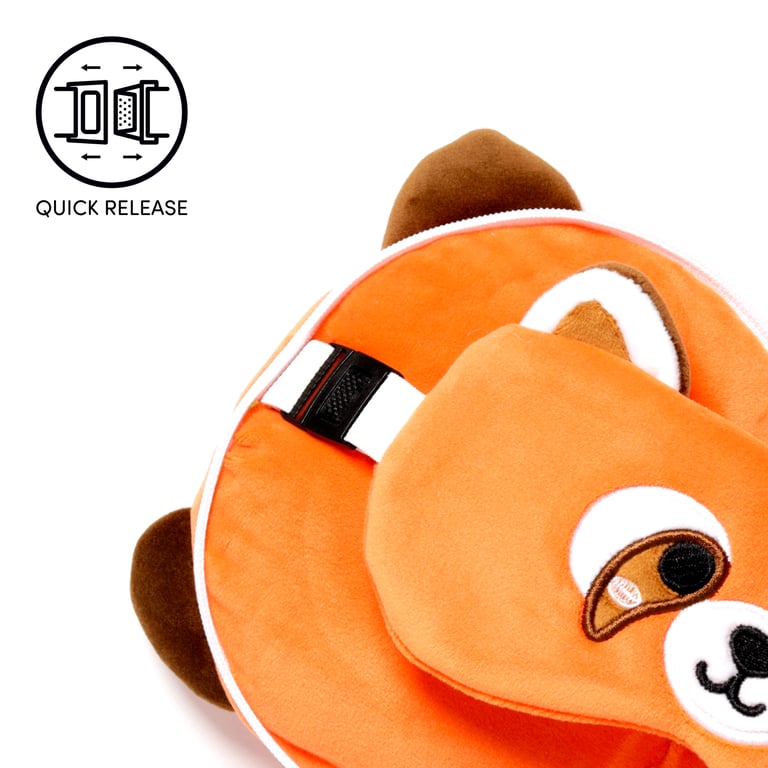 Relaxeazzz Travel Pillow & Eye Mask - Quick Release Polyester Travel Companion with Red Panda Design