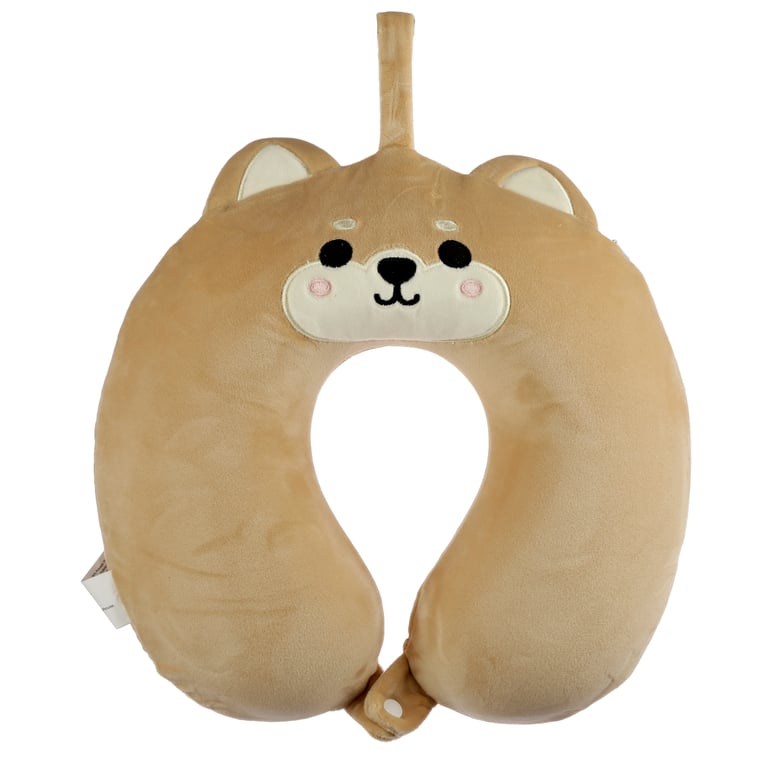 Relaxeazzz Plush Memory Foam Travel Pillow - Shiba Inu Dog Pillow with Polyester and Spandex Construction