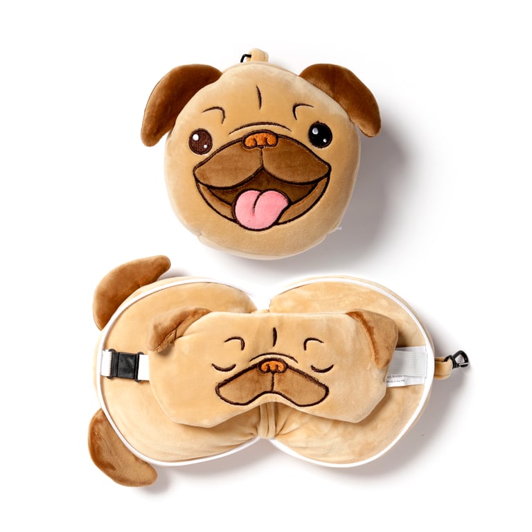 Relaxeazzz Travel Pillow & Eye Mask - Quick Release Polyester Design