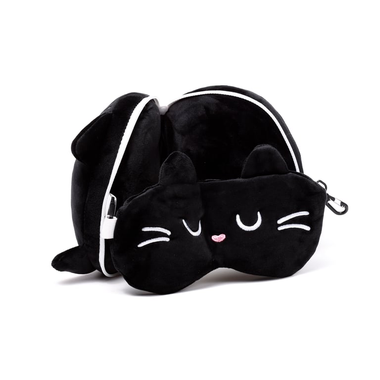 Relaxeazzz Travel Pillow & Eye Mask - Gift of the Year Winner with Quick Release Polyester and Spandex Design