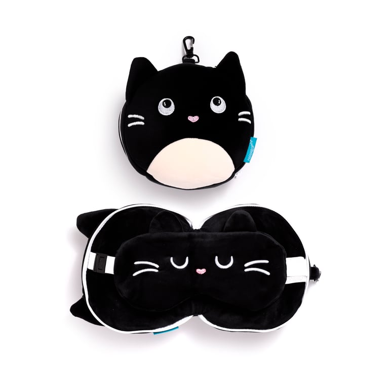 Relaxeazzz Travel Pillow & Eye Mask - Gift of the Year Winner with Quick Release Polyester and Spandex Design