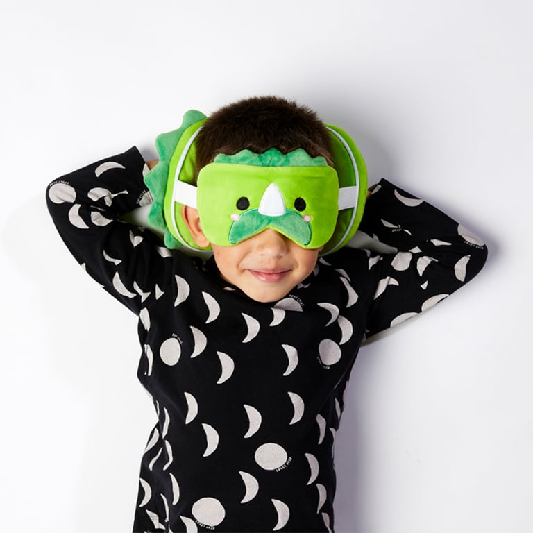 Relaxeazzz Travel Pillow & Eye Mask - Quick Release Polyester Dinosaur Novelty