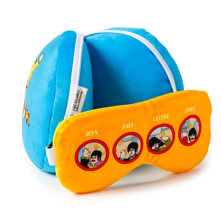 Relaxeazzz Travel Pillow & Eye Mask - Yellow Submarine Edition, Quick Release, Polyester Construction