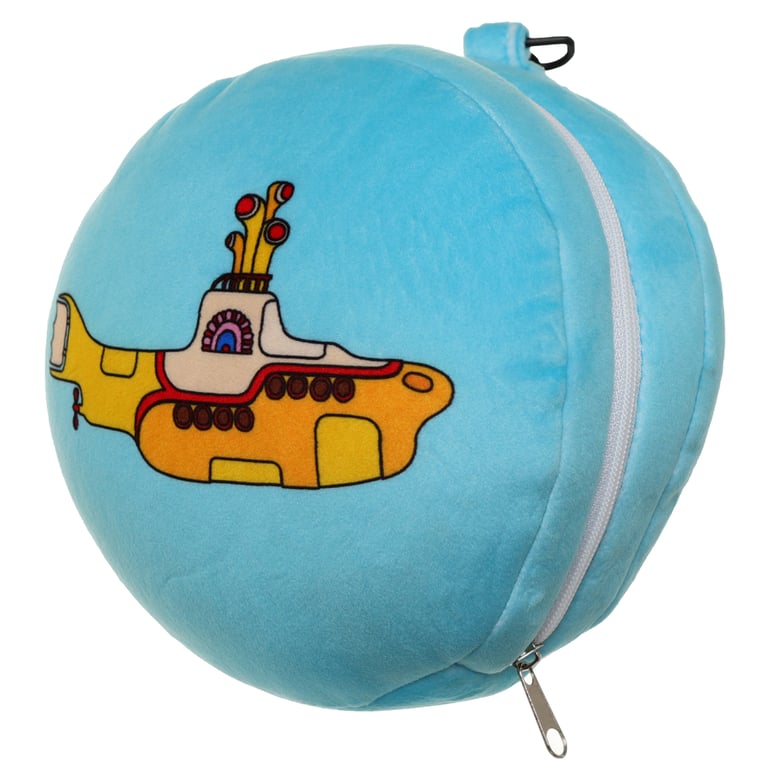 Relaxeazzz Travel Pillow & Eye Mask - Yellow Submarine Edition, Quick Release, Polyester Construction