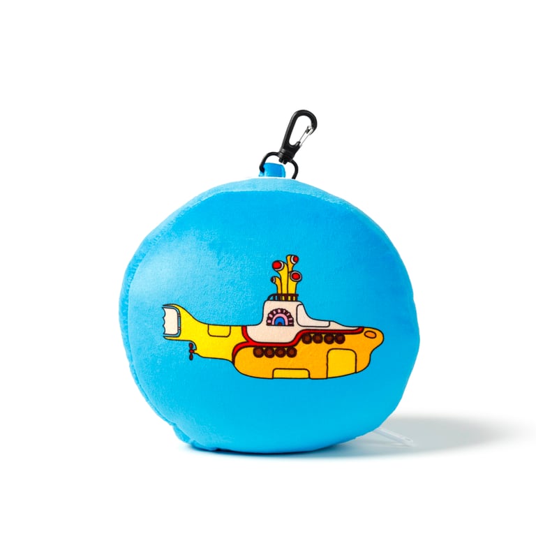 Relaxeazzz Travel Pillow & Eye Mask - Yellow Submarine Edition, Quick Release, Polyester Construction