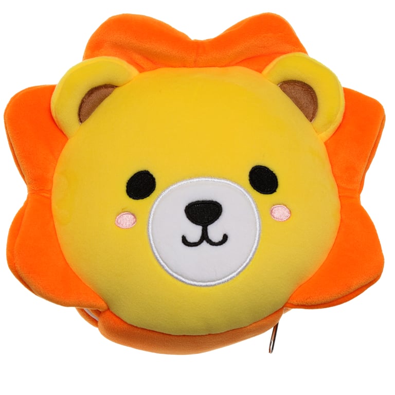 Relaxeazzz Travel Pillow & Eye Mask - Lion with Quick Release and Soft Polyester Material