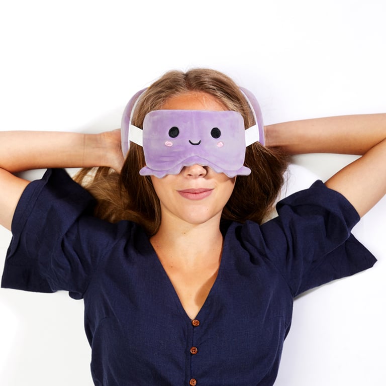 Relaxeazzz Travel Pillow & Eye Mask - Octopus Design with Quick Release and Gift Idea