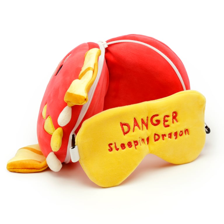 Relaxeazzz Travel Pillow & Eye Mask - Dragon Design with Quick Release Eye Mask and Gift Idea