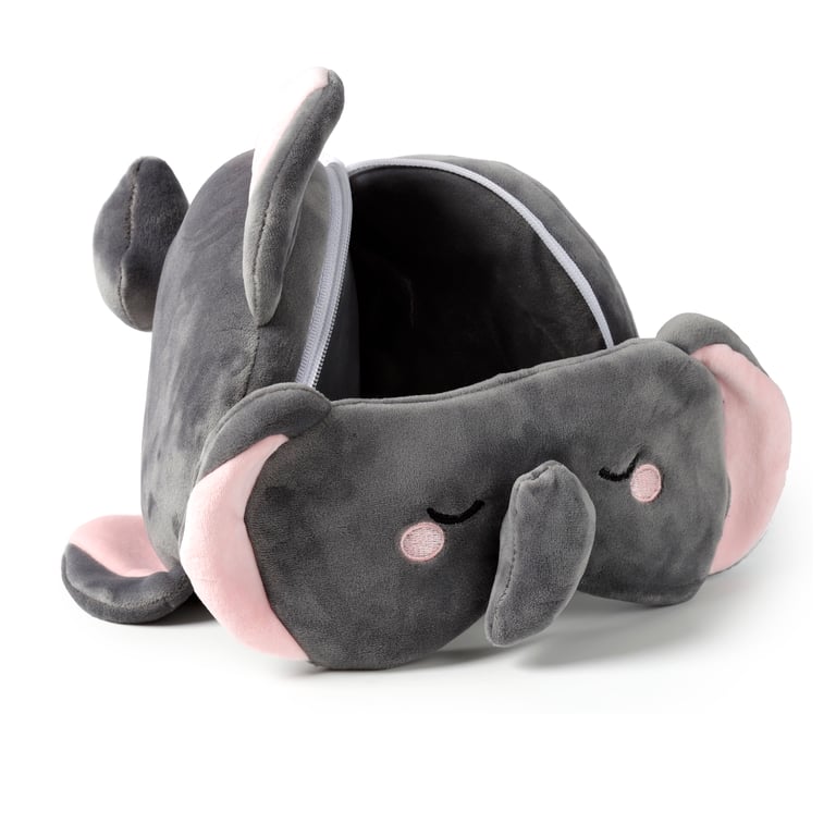 Relaxeazzz Travel Pillow & Eye Mask - Quick Release Polyester Elephant Design