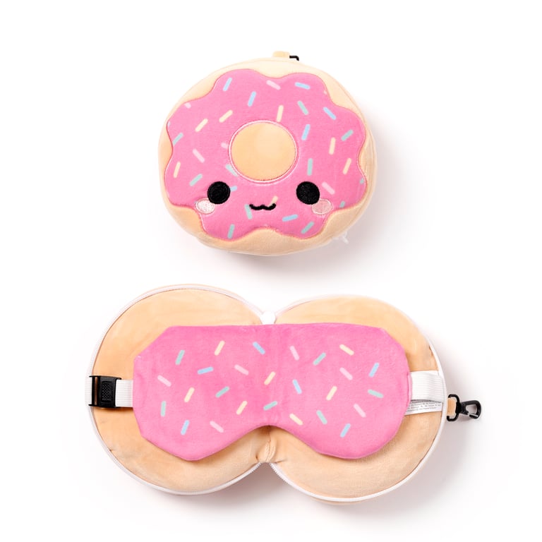 Relaxeazzz Travel Pillow & Eye Mask - Quick Release Donut Shaped Polyester Support