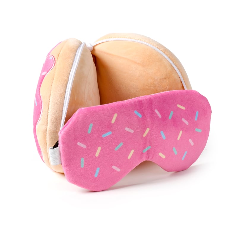 Relaxeazzz Travel Pillow & Eye Mask - Quick Release Donut Shaped Polyester Support