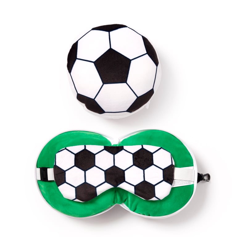 Relaxeazzz Travel Pillow & Eye Mask - Football, Quick Release Polyester Design, Perfect Gift Idea