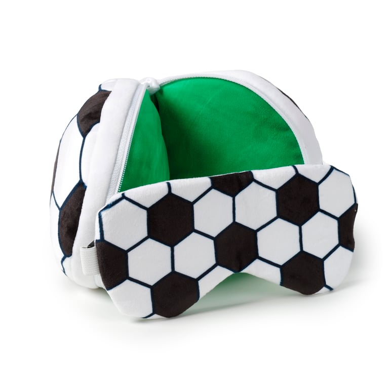 Relaxeazzz Travel Pillow & Eye Mask - Football, Quick Release Polyester Design, Perfect Gift Idea