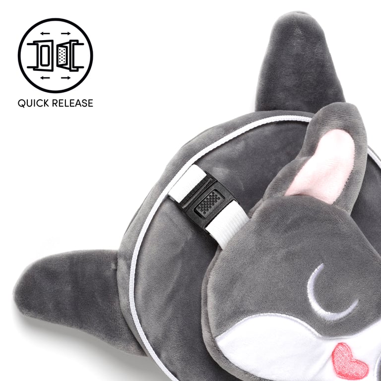 Relaxeazzz Travel Pillow & Eye Mask - French Bulldog Design, Quick Release, and Soft Polyester Spandex Construction