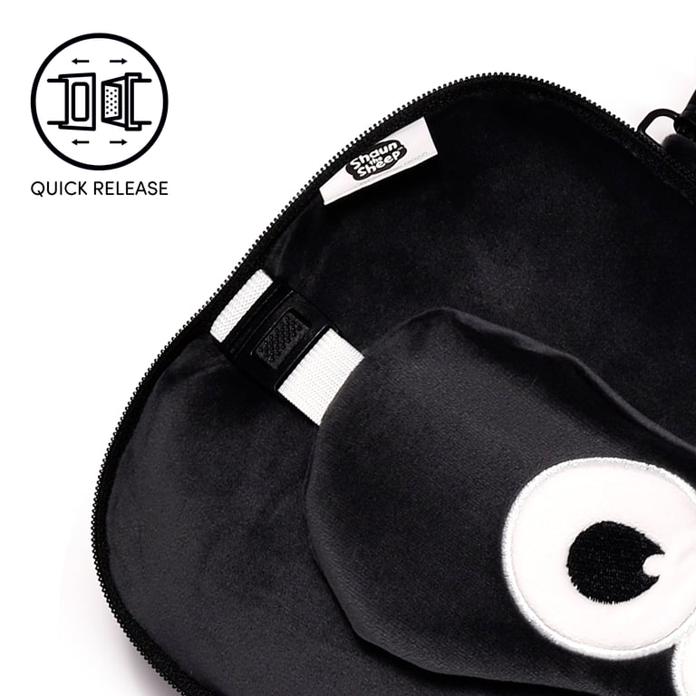 Relaxeazzz Travel Pillow & Eye Mask - Licensed Shaun the Sheep Edition, Quick Release Eye Mask for Travel