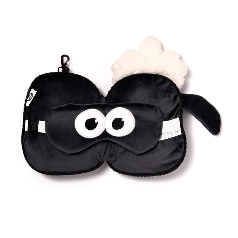 Relaxeazzz Travel Pillow & Eye Mask - Licensed Shaun the Sheep Edition, Quick Release Eye Mask for Travel
