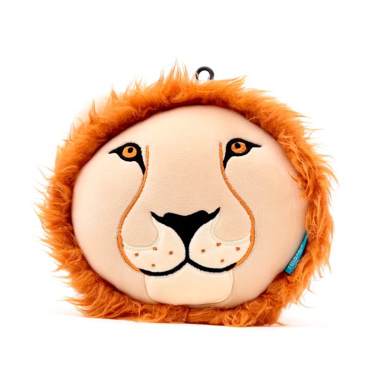 Relaxeazzz Travel Pillow & Eye Mask - Lion with Quick Release and Gift-Worthy Design