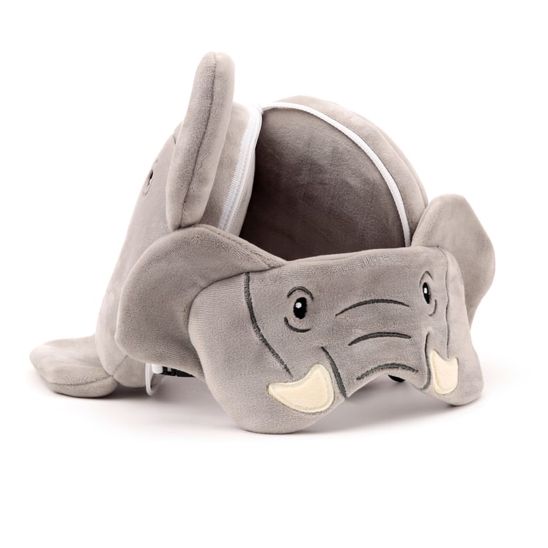Relaxeazzz Travel Pillow & Eye Mask - Elephant - Quick Release, Gift Idea 2020