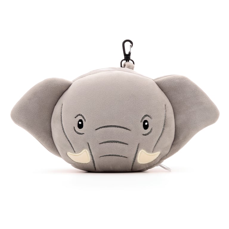 Relaxeazzz Travel Pillow & Eye Mask - Elephant - Quick Release, Gift Idea 2020
