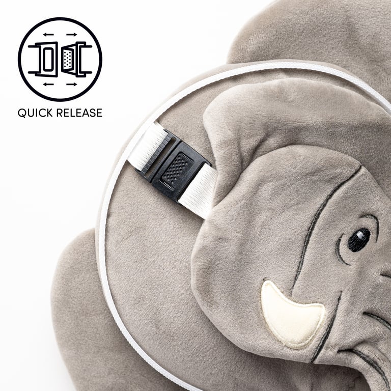 Relaxeazzz Travel Pillow & Eye Mask - Elephant - Quick Release, Gift Idea 2020