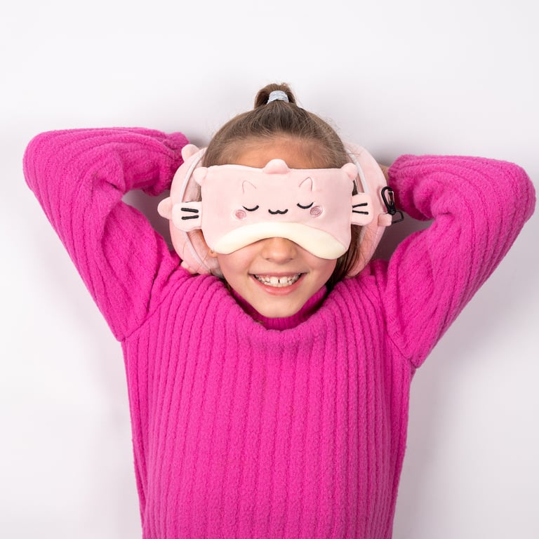 Relaxeazzz Travel Pillow & Eye Mask - Puff the Puffer Fish with Quick Release and Soft 95 Polyester Construction