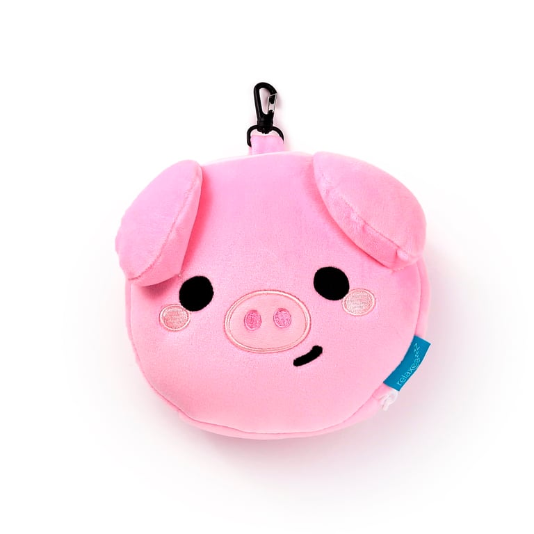 Oliver the Pig Travel Pillow & Quick Release Eye Mask - Polyester Construction