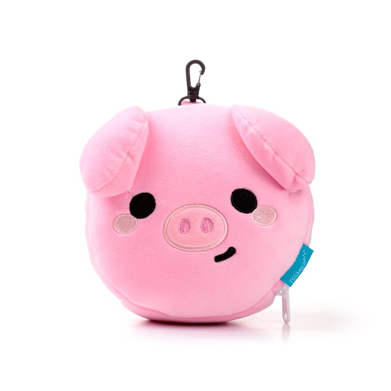 Oliver the Pig Travel Pillow & Quick Release Eye Mask - Polyester Construction