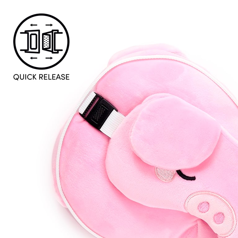 Oliver the Pig Travel Pillow & Quick Release Eye Mask - Polyester Construction