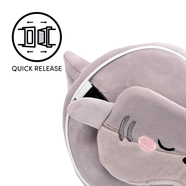 Relaxeazzz Travel Pillow & Eye Mask - Archie the Shark, Quick Release 95 Polyester Travel Accessory with Novelty Shark Theme